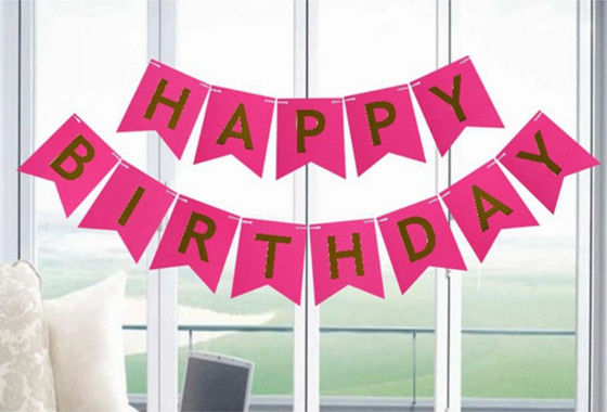 Paper Ball Bunting Set Wedding Party This set includes: A set of pink happy birthday fish tail flag
