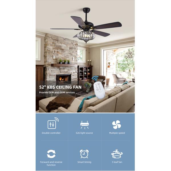 Surface Mounting 120V 65W Industrial Ceiling Fan Light / 52 Inch 5 Blade Ceiling Fan