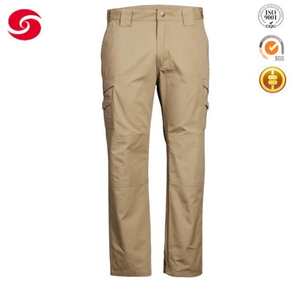 8 Pockets Khaki Tactical Pants 65% Polyester 35% Cotton Anti Pilling