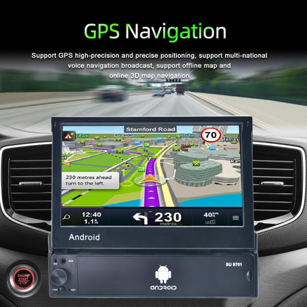 Single Din Retractable Screen Car Stereo 1.3GHz 7 Inch Car Android Player Audio