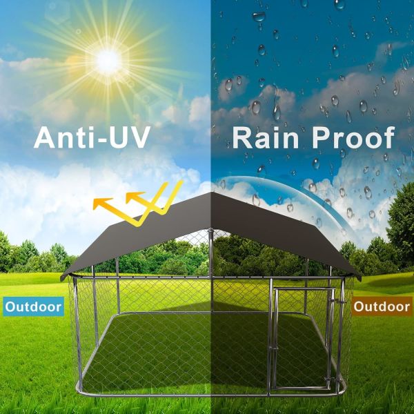 Outdoor Heavy Kennel High Strength Stainless Steel Black Large Dog Cage 10' X 5' Heavy Duty Welded Mesh Modular Outdoor Dog Kennel Heat Treated 3D