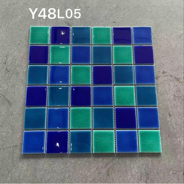 Blended Blues Glass Ceramic Mosaic Tiles 300x300mm for Swimming Pool
