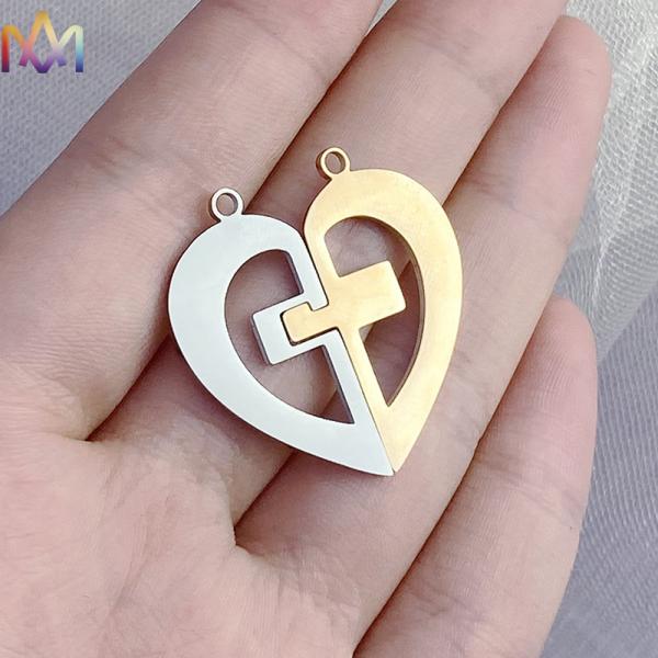 Anti Fading 304 Stainless Steel Half Heart Pendant