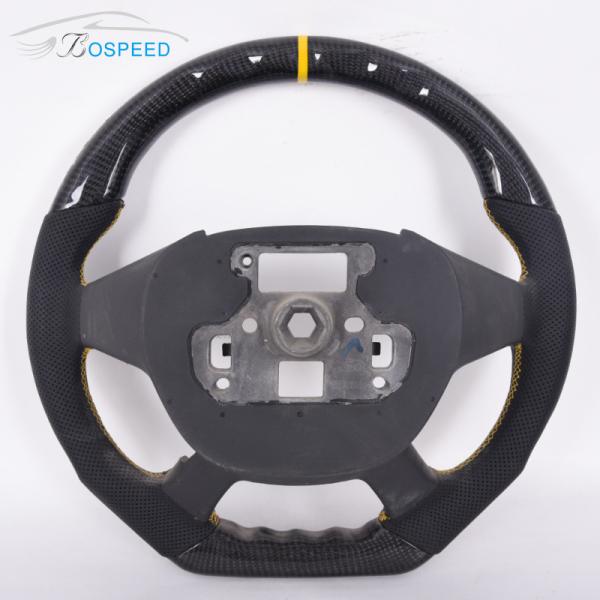Yellow Stripe Ford Carbon Fiber Steering Wheel Black Leather 350mm