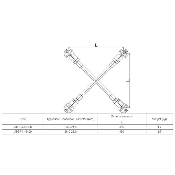 Long Durability Jumper Interphase Spacers , Overhead Line Fittings Crosshead - Shaped