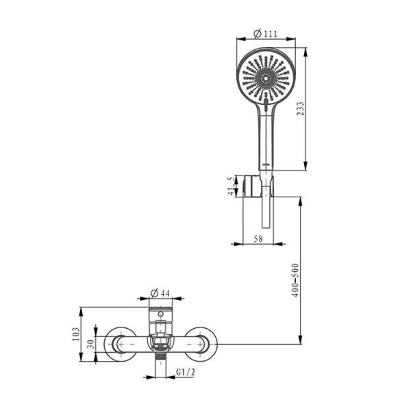 ABS Hand Shower Mixer Set Chrome Bathroom Handshower Set Contemporary