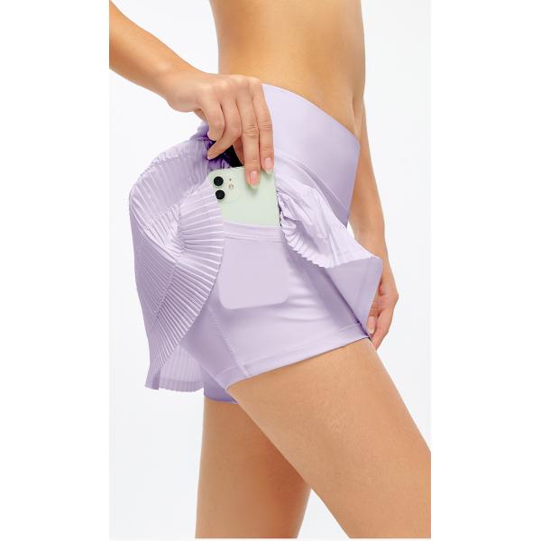 5 Colors 90% Nylon Womens Tennis Skirt With Safety Pants Sweat Wicking