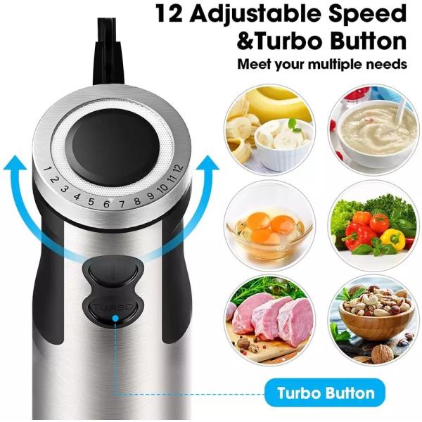 Electric Stainless Steel Stick Blender 800W Two Speed Hand Blender