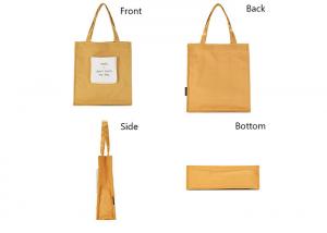 China Yellow 12A Washable Canvas Tote Bags Without Zipper Closure on sale