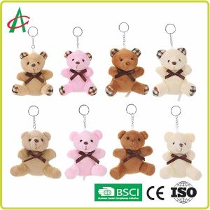 8cm Plush Teddy Bear Handcraft With Metal Keyring BSCI certificate
