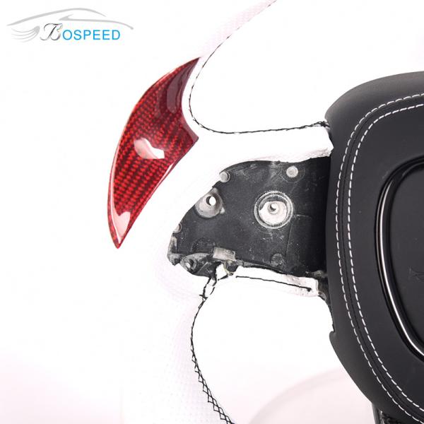 Custom White Carbon Fiber Challenger Steering Wheel Smooth Leather