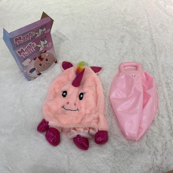 Outdoor Fun Essential Unisex Jumping Ball with Fluffy Plush Cover and Rainbow Design