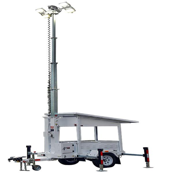 Portable Solar Light Tower Tilt 90° Electric Surveillance Light Tower Outdoor Light Tower