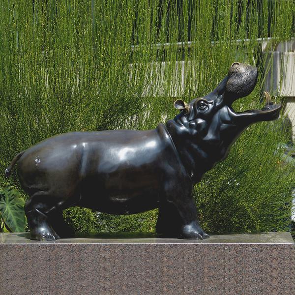 Garden Decor Art Exquisite Hippo Statue Outdoor Bronze Sculpture