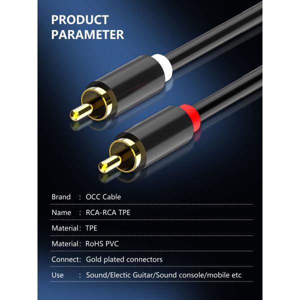 Gold Plated Audio And Video Cable Male To Male HiFi Systems Use