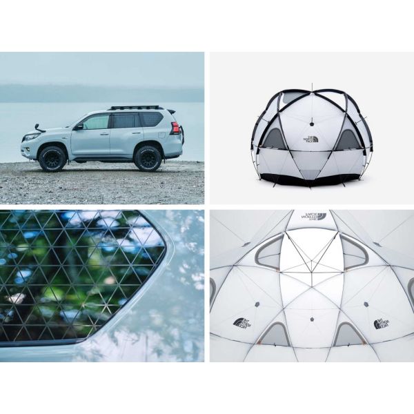 ザ・ノース・フェイスのドーム型テント「Geodome 4」の意匠を取り入れたデザイン