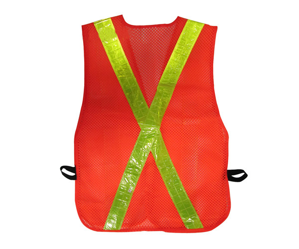 Highway Safety Vest Net Fluorescent Orange Mesh Vest With Pockets For Traffic
