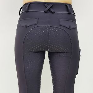 Grey Equestrian Horse Riding Pants Leggings Full Seat Silicone