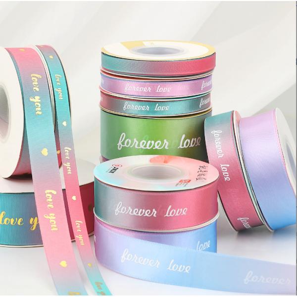 Gilding Laser Bronzing Ribbed Ribbon Printed Webbing Polyester Woven Tapes