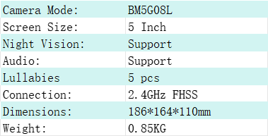 5 Inch 720P HD Wireless Baby Monitor with Pan-Tilt Night Vision