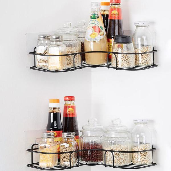 Wall Mounted Sustainable Self Adhesive Bathroom Corner Shelf No Drilling Storage