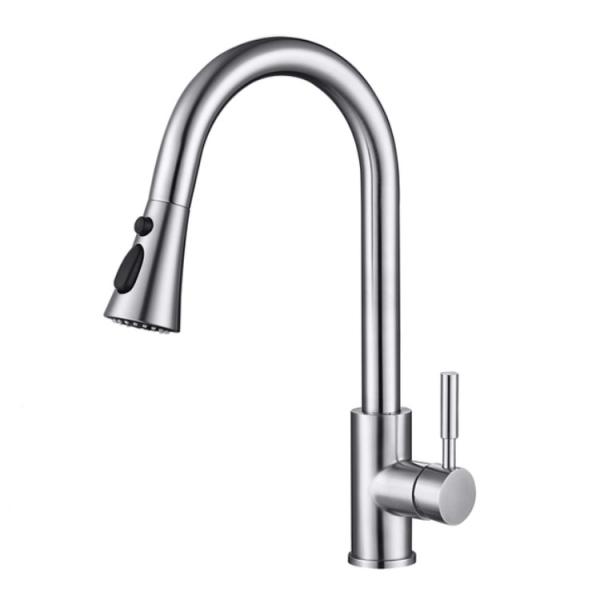 360 Degree Rotation Stainless Steel Kitchen Faucet Brushed Pull Out Sink Faucet
