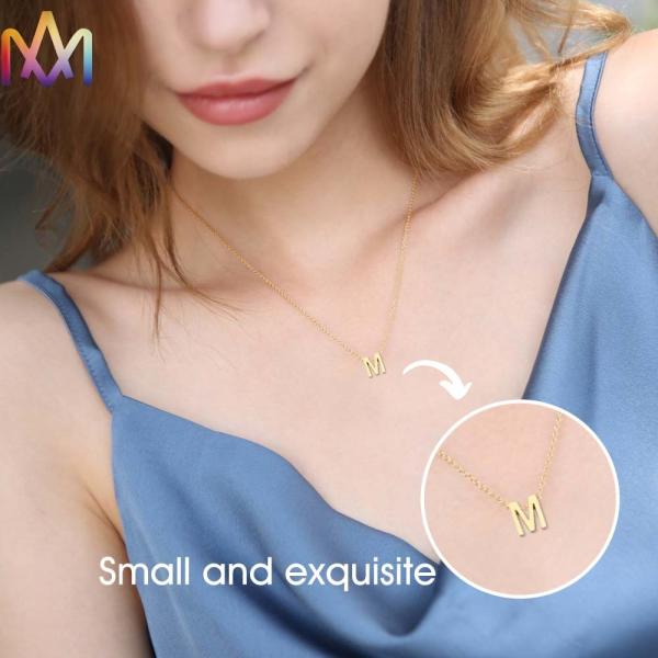 No Allergic Initial Alphabet Womens Engraved Necklace