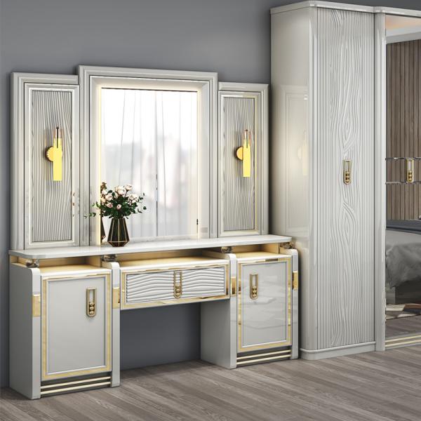 Complete Modern Leather Wooden King Size Bed 5 Pieces Sets Double Master Room Queen Full Luxury Home Bedroom Furniture Set