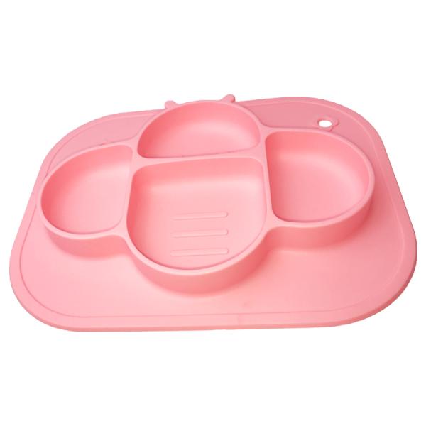 Non Toxic Silicone Baby Tray Bee Shape BPA Free Divided Suction Plate Customized