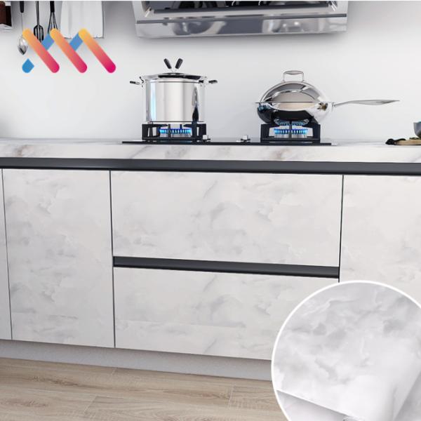 Modern Design Style Marble PVC Film Self Adhesive Wallpaper for Oil Proof Kitchen Counter Top Sticker