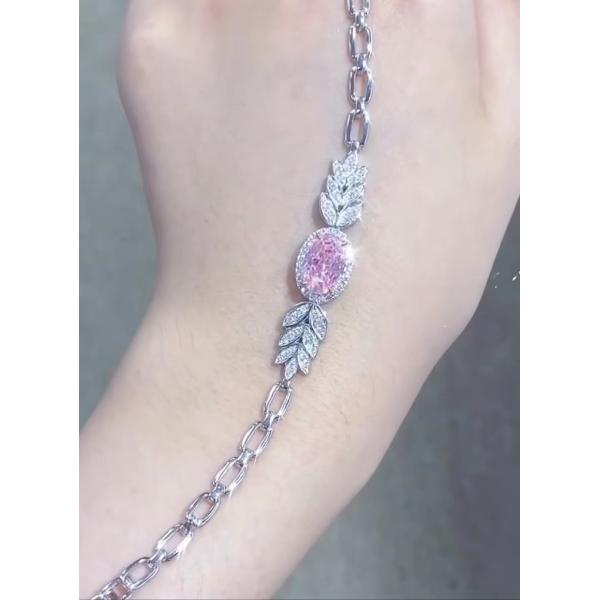 Oval Cut Synthetic Diamond Tennis Bracelet 2.72ct Pink Diamond Bracelet Oval Shape