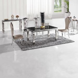 Cheap Marble Luxury Modern Dining Tables Prismatic Table Leg 8 Seaters Home Furniture Silver wholesale