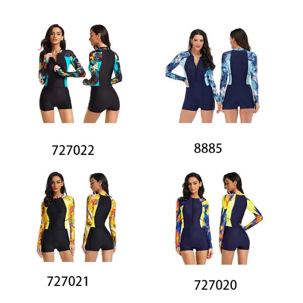 Rash guards Womens 1 Piece Swimsuits Breathable Long Sleeve Surf Bathing Suit