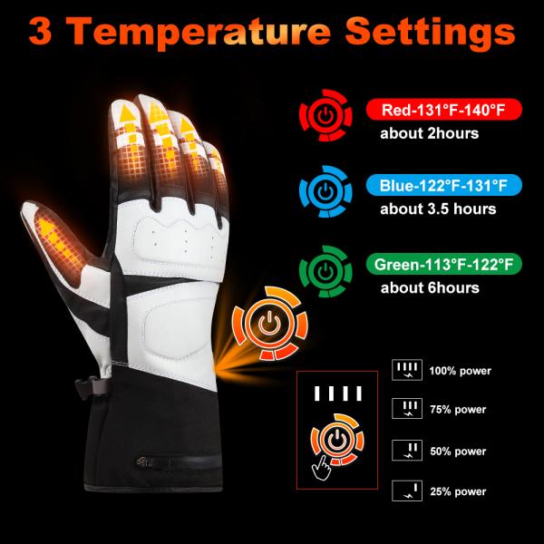 Electric Rechargeable Warming Gloves 7.4V 12V Polyester