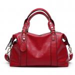 Red Ladies Real Leather Handbags 38*29*13 Cm Adjustable Shoulder Strap