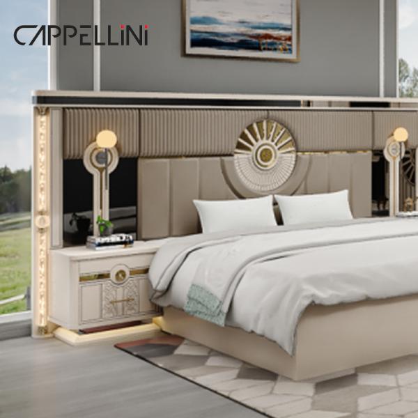 Modern Luxury Wood King Size Leather Bed Sets Double Master Room Home Queen Full Mdf Wooden Bedroom Furniture Set