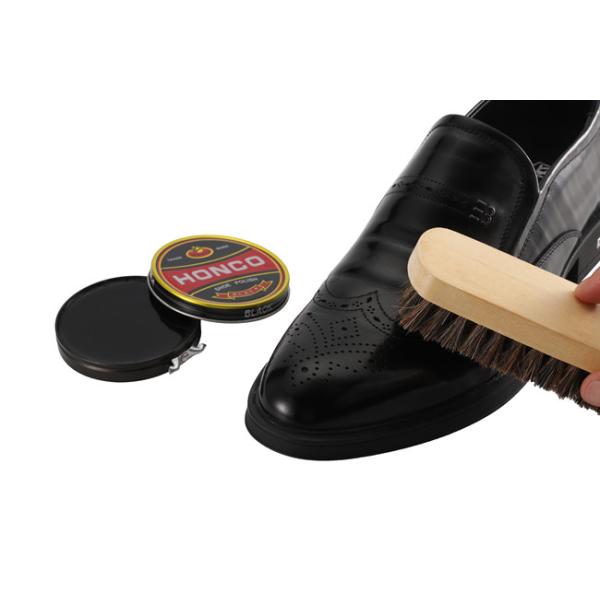 brown boot shoe brush cleaning Wooden Handle Horsehair Pighair PP Bristle Polishing Brush Size Bristle Length