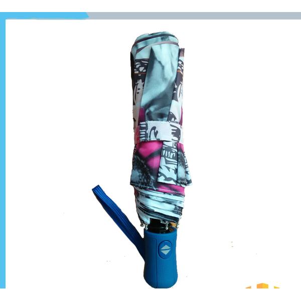 Wind Resistant 3 Fold Advertising Auto Open Umbrella Black Metal Frame