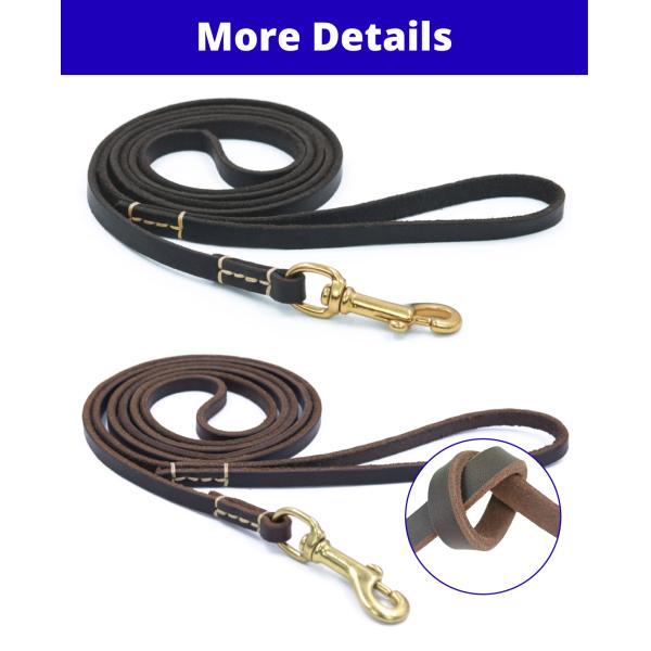 Pet Genuine Leather Dog Training Leash For Medium And Large Dogs