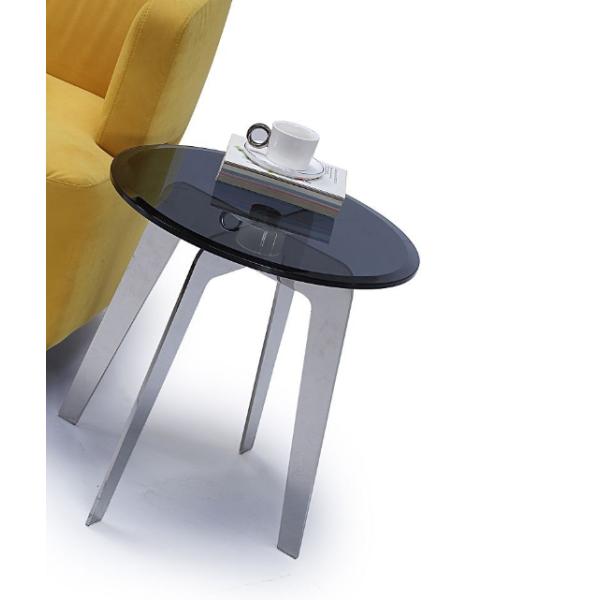 Simple Transparent Coffee Table With Metal Legs , Small End Clear Glass Coffee Table