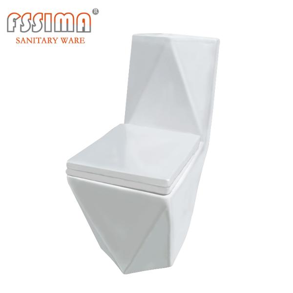 Floor Mounted Conjoined Toilet Concealed cistern Diamond Shaped single Piece