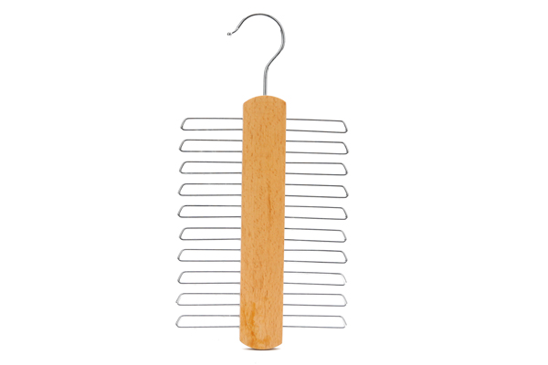 Betterall Twenty Tiers Burlywood Color Ball End Hook Closet Usage Wooden Tie Hanger