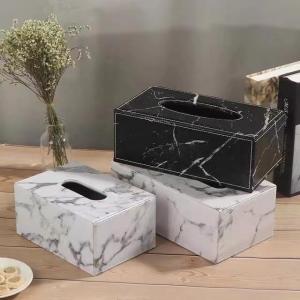 China 250mm Length Marble Like Leather Tissue Boxes With Print Logo on sale