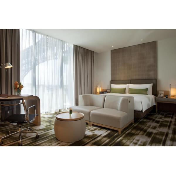 Fashion design of Apartment Hotel Room Natural Oak wood Bed and Lounge Bench Sitting Furniture