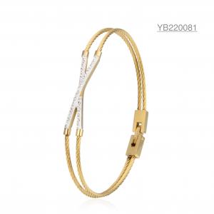 Cheap Luxury X Letter Rhinestone Double Rope Bracelet 14 Karat Stainless Steel Bracelets wholesale