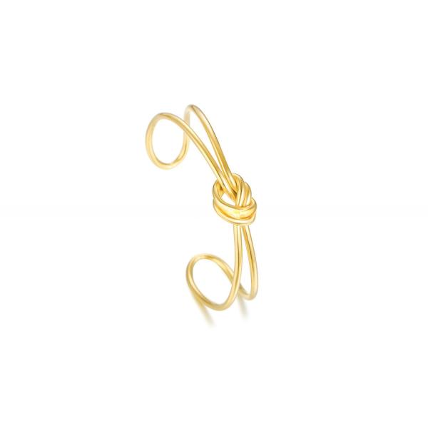 Geometric Gold Cuff Bangle Bracelet Thin 18K Gold Plated Handmade For Women