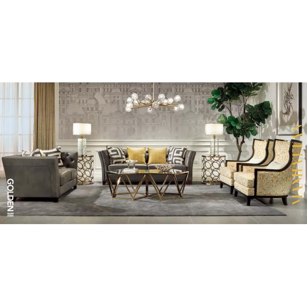 Customized project furniture for Hotel and Villa room used Oak wood seating fabric sofa chairs