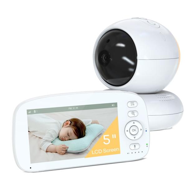 5 Inch HD Baby Monitor with 360° PTZ Camera and Night Vision