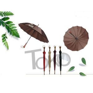 Cheap Wooden Unbreakable Walking Stick Umbrella Auto Open 190T Polyester Fabric wholesale