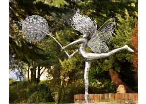 Cheap Large Garden Decoration Stainless Steel Fairy And Dandeline Sculpture wholesale